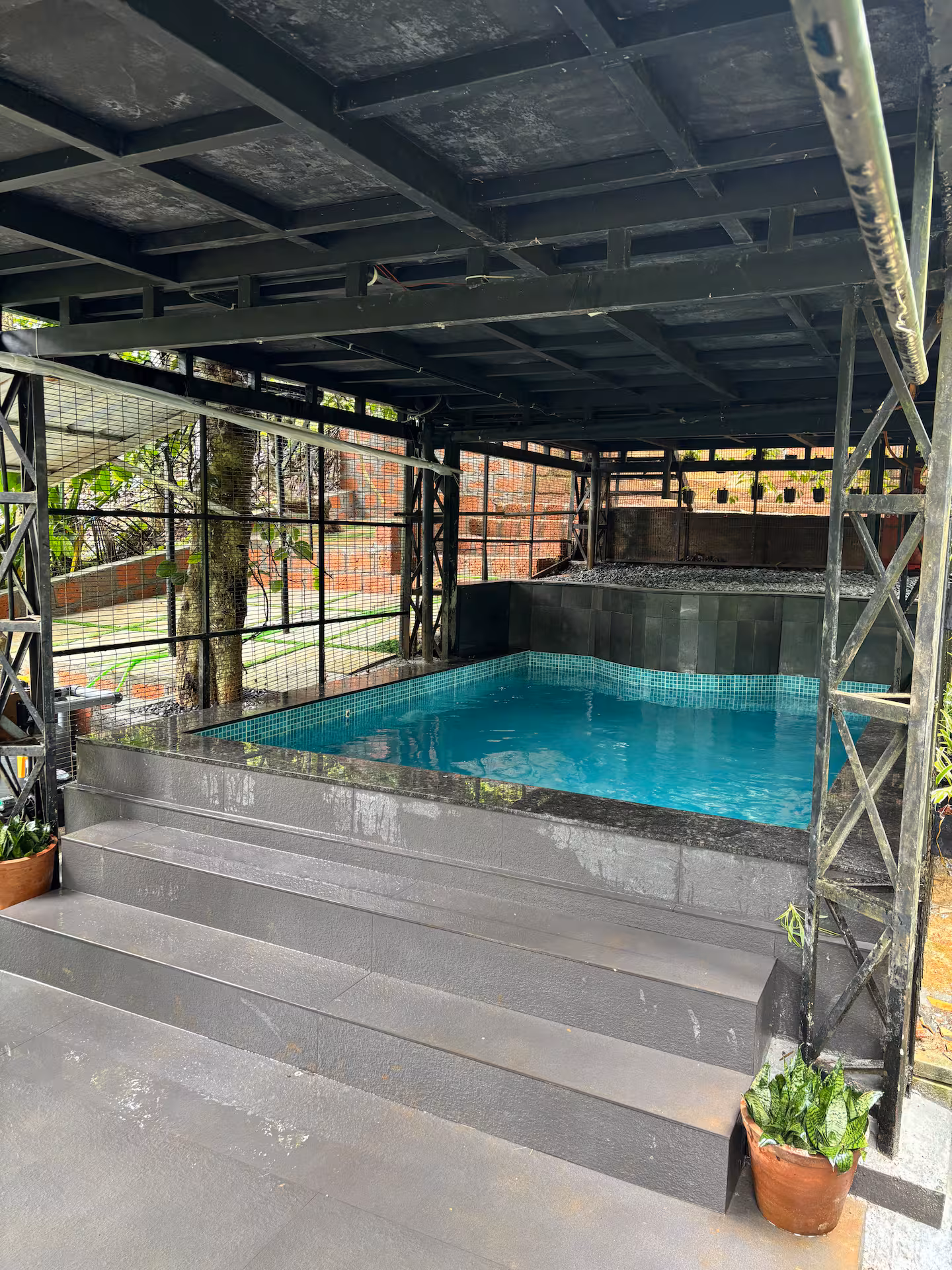 A private pool at Attics surrounded by trees